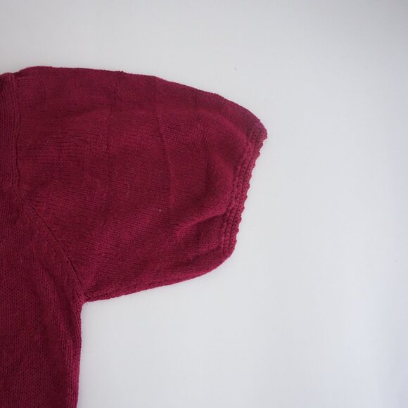 Vintage Maggie Lawrence Embroidered Knit Button Cardigan Top Burgundy 18/20 - Picture 2 of 9